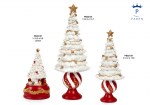 22133 - Alberi di Natale Bianchi – Resina Oro / Resina Carillon Alberi di Natale bianchi resina oro e carillon