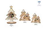 22146 - Albero di Natale con Natività & Gruppo Natività Spirale – Legno / Legno Luce Albero Natale con natività legno luce e gruppo natività spirale abeti innevati
