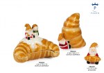 Babbo Natale spirale con cornetto portacandela 9,7 cm e scatola cornetto 19,8 cm ceramica
