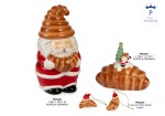 Cornetto ceramica con babbo natale spirale 19,8 cm e cornetto cappello babbo natale 6 cm