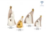 Set natività stilizzata con capanna porcellana 12,4 18,5 22,2 cm