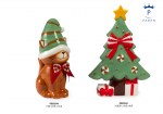 22241 - Albero di Natale & Gatto Spir. – Ceramica Albero Natale con fiocco e doni 26,3 cm e gatto spirale 22 cm ceramica