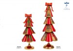 22246 - Albero di Natale Stil. con Fiocco – Metallo Stoffa Albero di Natale stilizzato con fiocco 40,5 cm e 53,5 cm metallo stoffa