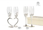 22335 - Set 2 Flute da Spumante – Cuori / A Cuore – 25 cm – Vetro Metallo – G.Box Set 2 flute spumante 25 cm vetro metallo cuori