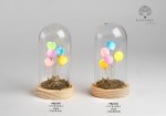 22342 - Teca in Vetro – Aiuola con Palloncini / Aiuola Orso‑Palloncini – Illuminata – 17,6 cm – Camp. Vetro B. Legno – C.Box Teca in vetro aiuola illuminata 17,6 cm campana vetro legno