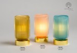 22356 - Lampada – Celeste / Rosa / Verde – 15 cm – Vetro a Righe – Plastica – C.Box Lampada vetro a righe celeste rosa verde 15 cm