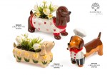 22368 - Vaso Cane Bassotto – 24.6 cm / 30.2 cm – Ceramica – Fiori Plast Cane bassotto cuoco ceramica vaso cane bassotto 24.6 30.2 cm