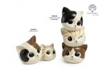 22395 - Gruppo Teste di Gattini Spiritosi – 20 cm – Resina Gattini spiritosi teste e salvadanaio resina