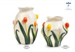 22558 - Vaso con Tulipani Colorati in Rilievo – 29.5 cm / 22.5 cm – Ceramica – 2027 Vasi in ceramica con tulipani colorati in rilievo
