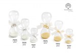 22587 - Clessidre Simbolo Infinito – Argento / Oro – 8 cm / 12 cm / 15.5 cm – Vetro & Metallo – G.Box – 2027 Clessidre simbolo infinito argento e oro in vetro e metallo