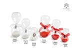 22599 - Clessidre con Gemma Rettangolare – Bianca / Rossa – 8 cm / 12 cm / 15.5 cm – Vetro & Plastica – G.Box – 2027 Clessidre con gemma rettangolare bianca e rossa in vetro e plastica