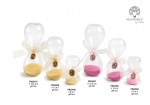 22605 - Clessidre con Gemma Rettangolare – Rosa / Ambra – 8 cm / 12 cm / 15.5 cm – Vetro & Plastica – G.Box – 2027 Clessidre con gemma rettangolare rosa e ambra in vetro e plastica