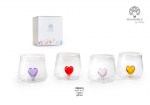22612 - Bicchiere con Cuore Interno – 6.7 cm – 4 Assortimenti – Vetro – G.Box – 2027 Bicchiere con cuore interno in vetro