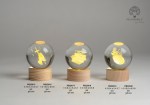22615 - Globi Decorativi LED – Mani Giunte e Croce / Tocco e Diploma / Bimbo con Volpe – 8.4 cm / 10.6 cm – Cristallo & Legno – G.Box – 2027 Globi decorativi LED in cristallo e legno con temi religiosi, laurea e bimbo con volpe