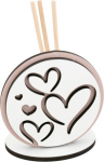 24149T-01 24149T-01 PROFUMATORE IN LEGNO 8x8 cm CON BASE 7x3,5 cm DECORO TORTORA CUORI