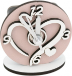 24151T-01 24151T-01 - OROLOGIO IN LEGNO DECORO TORTORA 8X8CM CUORI