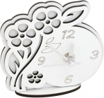 24155B-02 24155B-02 - OROLOGIO IN LEGNO 13X10CM DECORO BIANCO FIORI