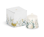 249172 - BARATTOLO Barattolo bomboniera in porcellana bianca con decoro floreale e tappo, della collezione