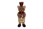 Orsetto natalizio grande seduto con tamburo e vestito tradizionale di Natale