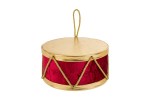 39047 - Tamburo Natalizio Colore Bordeaux 20x20x12cm Tamburo natalizio decorativo grande bordeaux con rifiniture tradizionali dorate e bianche