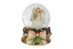 39050 - Ampolla Angelo Natalizio diam.7x9cm Ampolla in vetro trasparente con statuina di angelo natalizio all'interno ed elementi festivi