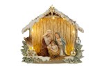 39054 - Sacra Famiglia in Resina con LED – Natività Luminosa 18×6,5×16 cm Sacra Famiglia in resina con luce LED, dimensioni 18x6,5x16 cm, decorazione natalizia sacra