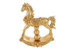39074 - Cavallo Natalizio in Resina Oro 35×14×H44 cm Cavallo natalizio in resina oro 35×14×44 cm