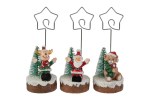 39114 - Segnaposto Natalizio in Resina 3 Assortiti 5×5×H14 cm Segnaposto natalizio in resina 5×5×14 cm assortito