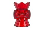 39206 - Portacandela Vetro Fiocco Rosso – 8,5×8,5×H12 cm Portacandela vetro fiocco rosso 8,5×8,5×12 cm