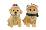 39233 - Appendino Cane e Gatto Natalizi Resina 2 Ass. – H7,5 cm Appendino cane e gatto natalizi resina H7,5 cm