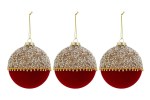 39358 - Set 3 Pz Palline Vetro Diamond Rosso – Diam. 10 cm Set 3 palline vetro Diamond rosso diametro 10 cm
