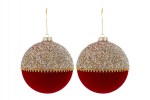 39361 - Set 2 Pz Palline Vetro Diamond Rosso – Diam. 15 cm Set 2 palline vetro Diamond rosso diametro 15 cm