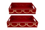 39487 - Set 2 pz Vassoio Metallo Rosso Velvet – 34×24×7 / 38×28×7 cm Set 2 vassoi metallo rosso velvet 34×24×7 e 38×28×7 cm