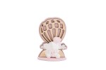 Naturale Tenerezza: Bomboniera Nascita Mongolfiera in Legno con Elefante Rosa e Design Intagliato Bomboniera in legno naturale a forma di mongolfiera intagliata con piccola silhouette di elefante rosa per nascita bimba.