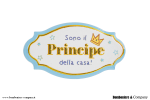 Calamita Nascita Bimbo Calamita in resina azzurra e bianca con scritta Principe della casa e corona dorata.