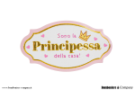 Calamita Nascita Bimba Calamita in resina rosa e bianca con scritta Principessa della casa e corona oro.