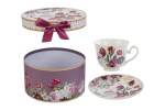 TAZZA DA TE’ BOUQUET DI CHARME PORCELLANA C/ASTUCCIO d.16x9CM Cod. 58005 da Bomboniere & Company S.r.l. Siracusa.