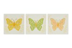 Calamita Farfalla in Ceramica Colorata - Segnaposto Bomboniera 7,5cm Tre calamite a forma di farfalla in ceramica traforata nei colori giallo, verde e rosa.