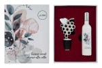 Set 2 Pezzi Accessori Vino Set bomboniera accessori vino Sorsi d'Amore con tappo a forma di uva e apribottiglie a forma di bottiglia in scatola regalo decorata 58019