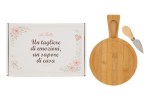 Bomboniera Matrimonio Set Tagliere in Legno e Coltello Formaggio con Box Set bomboniera tagliere in legno con coltello formaggio e scatola regalo.