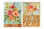 Set 4 pz tagliere legno posate formaggio 58104 dimensioni 30x21,5 cm c/color/box per bomboniere Novità 2026 da Bomboniere & Company S.r.l Siracusa.