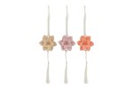 Trio di fiori decorativi assortiti con funzione appendino e calamita per bomboniere.