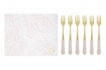 SET 6 PZ FORCHETTINE DEC.ROSA 15CM C/ASTUCCIO Cod. 58262 da Bomboniere & Company S.r.l. Siracusa.