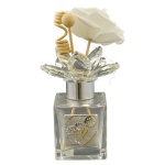 Profumatore Specchio Argento Calice Comunione - Bomboniera 100ml Profumatore d'ambiente quadrato in vetro specchiato con decoro calice sacro e fiore in cristallo.