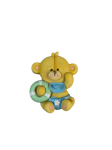 Orsetto teddy in resina celeste con magnete alto 8 cm, codice L011612. Dolce bomboniera per battesimo e nascita maschietto, pratico magnete decorativo con design tenero e raffinato.