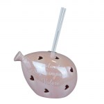 Palloncino Profumatore LED con Cuori - Bomboniera Nascita e Battesimo Palloncino profumatore in ceramica con luce LED e cuori traforati per bomboniera.