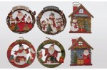 A4290 - FUORIPORTA NATALIZI IN LEGNO 6 ASSORTITI Fuoriporta natalizi in legno A4290 (set 6 assortiti) per bomboniere Natale 2025, design elegante e festivo per abbellire case e celebrazioni, da Bomboniere & Company S.r.l Siracusa.