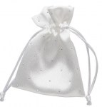 ACL341/W - Sacchetto in Raso Bianco con Strass 9x12 cm per Bomboniere Matrimonio, Comunione, Cresima, Battesimo e Anniversari Sacchetto in raso bianco con strass 9x12 cm per bomboniere matrimonio e comunione ACL341/W