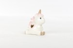 Bomboniera Unicorno Porcellana Bianca e Rosa - Battesimo e Nascita Statuina unicorno in porcellana bianca con dettagli rosa e cuore per bomboniera battesimo.