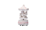 Carillon Giostrina Rosa e Bianco – Bomboniera Nascita e Battesimo Bimba Carillon meccanico a forma di giostra con cavalli rosa e bianchi per Battesimo bimba.